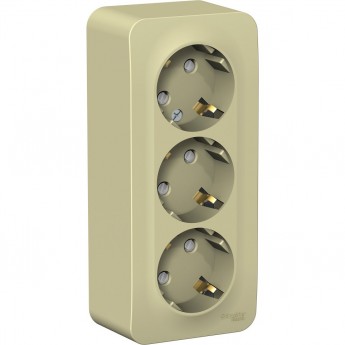 Трёхместная розетка SCHNEIDER ELECTRIC BLANCA с заземлением, со шторками, с изолирующей пластиной, 16А, 250В, БЕЖЕВЫЙ