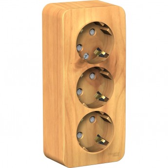 Трёхместная розетка SCHNEIDER ELECTRIC BLANCA с заземлением, со шторками, с изолирующей пластиной, 16А, 250В, ЯСЕНЬ