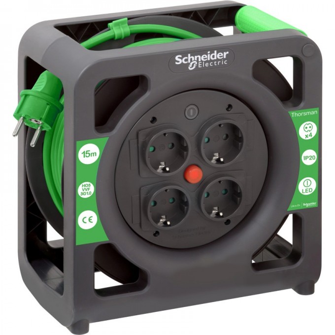 Удлинитель катушечный SCHNEIDER ELECTRIC THORSMAN 4 роз 15м 3х1.0 IP20 IMT33135