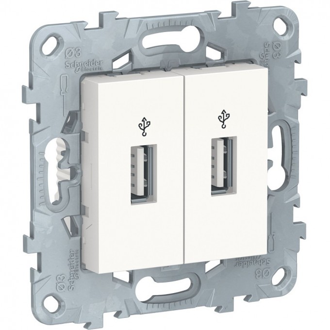 USB-коннектор SCHNEIDER ELECTRIC UNICA NEW, 2-местный, белый NU542718