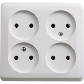 Розетка 4-местная SCHNEIDER ELECTRIC ЭТЮД без заземления без шторок 16А 250B, белый, Россия
