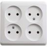 Розетка 4-местная SCHNEIDER ELECTRIC ЭТЮД без заземления без шторок 16А 250B, белый, Россия PA16-205B