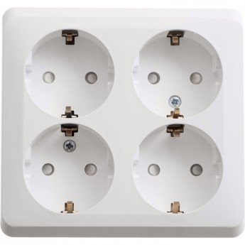 Розетка 4-местная SCHNEIDER ELECTRIC ЭТЮД с заземлением со шторками 16А 250В, белый, Россия