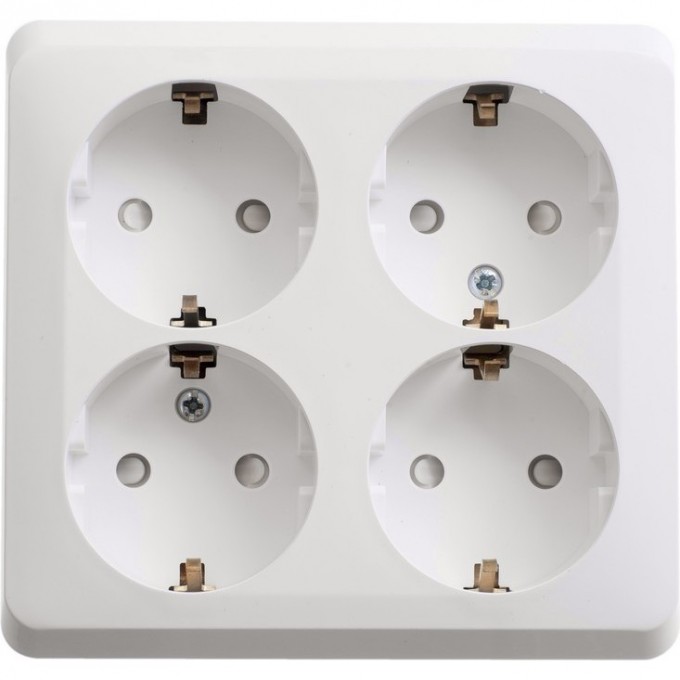 Розетка 4-местная SCHNEIDER ELECTRIC ЭТЮД с заземлением со шторками 16А 250В, белый, Россия PA16-208B
