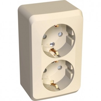 Розетка двойная SCHNEIDER ELECTRIC ЭТЮД с заземлением со шторками 16А 250B, кремовый, Россия