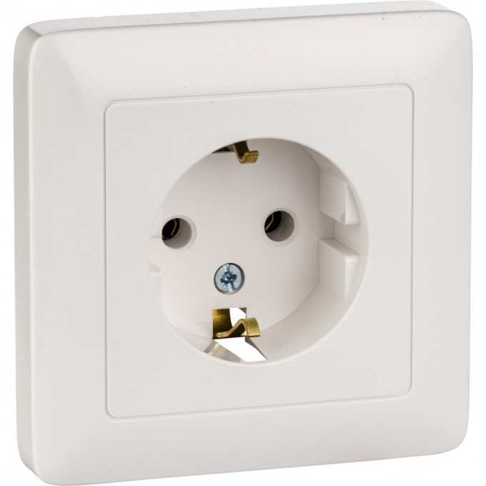 Розетка одинарная SCHNEIDER ELECTRIC ХИТ С/У, с заземлением без шторок 16А, 250В, БЕЛЫЙ. Россия RS16-134-B