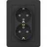 Розетка двойная SCHNEIDER ELECTRIC W59 с заземлением со шторками, 16А, в сборе, чёрный бархат RS16-255-68