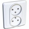 Розетка двойная SCHNEIDER ELECTRIC ЭТЮД С/У без заземления без шторок 16А 250B, белый, Россия PC16-005B