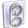 Розетка двойная SCHNEIDER ELECTRIC ЭТЮД С/У с заземлением со шторками 16А 250B, белый, Россия PC16-008B