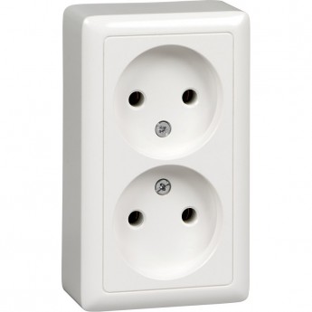 Розетка двойная SCHNEIDER ELECTRIC ХИТ О/У, без заземления без шторок, ИЗОЛ.ПЛ. 16А, 250В, белый. Россия