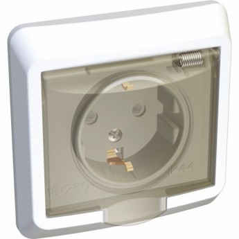 Розетка SCHNEIDER ELECTRIC ЭТЮД С/У IP44 с заземлением со штороками 16А 250B, белый, Россия