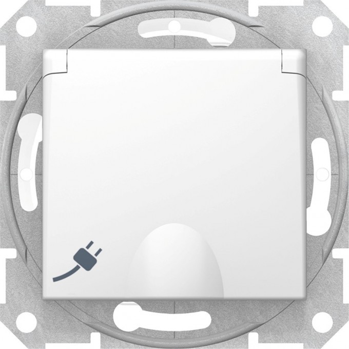 Розетка SCHNEIDER ELECTRIC SEDNA с зазем. конт., с защ. шторк., с крышкой, IP44, белый SDN3100321