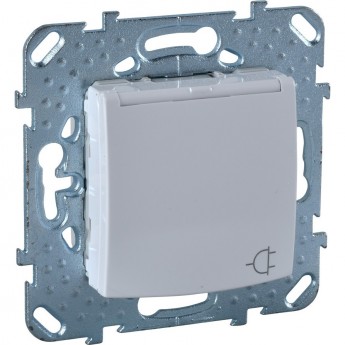 Розетка SCHNEIDER ELECTRIC UNICA с заземлением, со шторками, с крышкой, 16 А, 250 В, белый